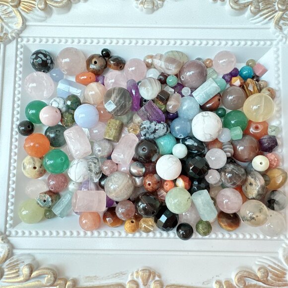 200+ Pieces Mixed 4~12mm Semi-Precious Stones Assorted Loose Beads Mix - Picture 5 of 11